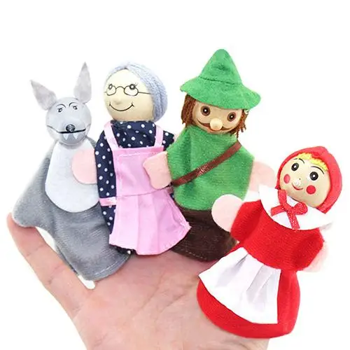 Mažai Raudona Jojimo Hood ir Vilkas Pasakų Piršto Lėlių Pliušiniai Žaislai Vaiką Kūdikio Naudai Lėlės Pasakyti Storys Rekvizitai Berniukų, Mergaičių Lėlių Piršto
