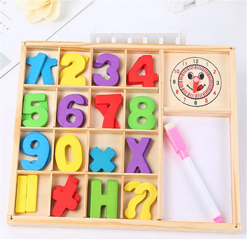 Mediniai Daugiafunkcį Skaitmeninį Mokymosi Langelį Laikrodis Blokai Žaislas Vaikams 1-3 Metų Amžiaus Kūdikių Ankstyvojo Ugdymo Įspūdį Žaislas
