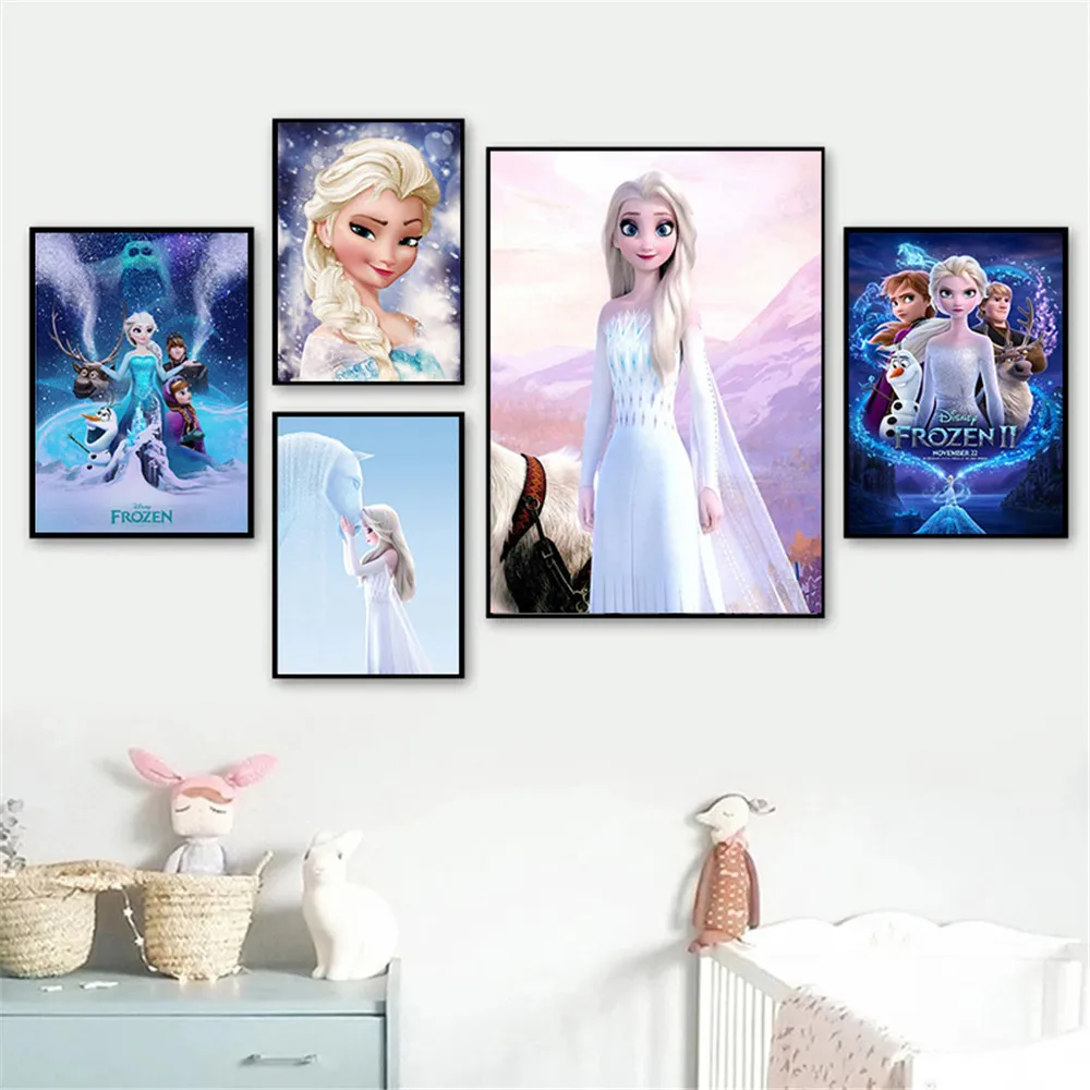 Mergaičių Kambario Sienų Dekoras Disney Sušaldyti 2 Filmo Plakatas Drobės Tapybos Sienos Menas Spausdinti Nuotrauką Gyvenimo Princesė Kambarys Namo Apdaila