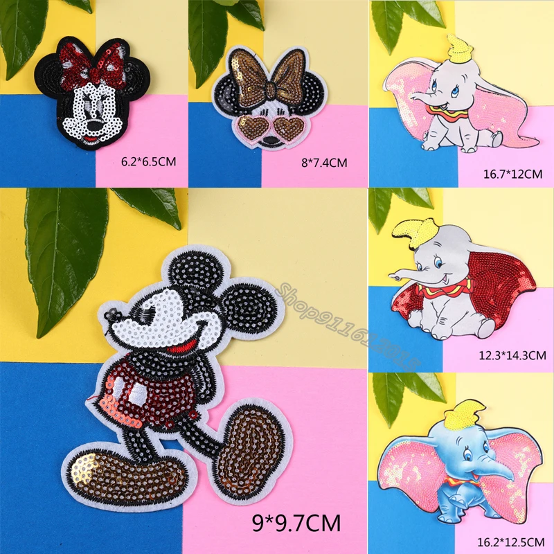 Mickey Minnie Mouse Blizgančiais Lopais Dumbo Love Lankas Išsiuvinėti Geležies Siūti Dėmės 