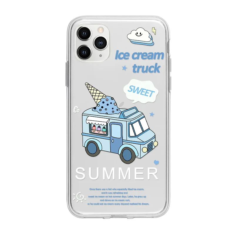 Mielas Animacinių filmų Sunkvežimių Ledų korėjos Telefono dėklas Skirtas iPhone 11 Pro Max X Xs Max XR 7 8 Pulse SE 2020 Atvejais, Aišku, Minkštos TPU Dangtis