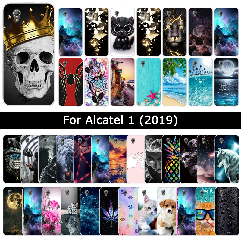 Minkšto Silikono TPU Case For Alcatel 1 Vieno 2019 Galinį Dangtelį Animacinių filmų Mielas Gėlių Atvejais Alcatel1 Apsauginis Telefono dangtelis Coque