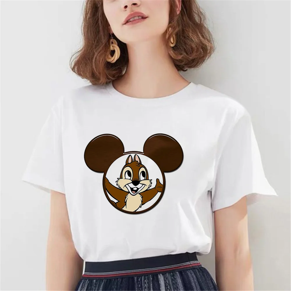 Moterų Disney Chip ir Dale T-shirts Moterų trumpomis Rankovėmis Tees Vasarą Prekės Roko Harajuku Drabužius Mergina Viršūnes Dropship