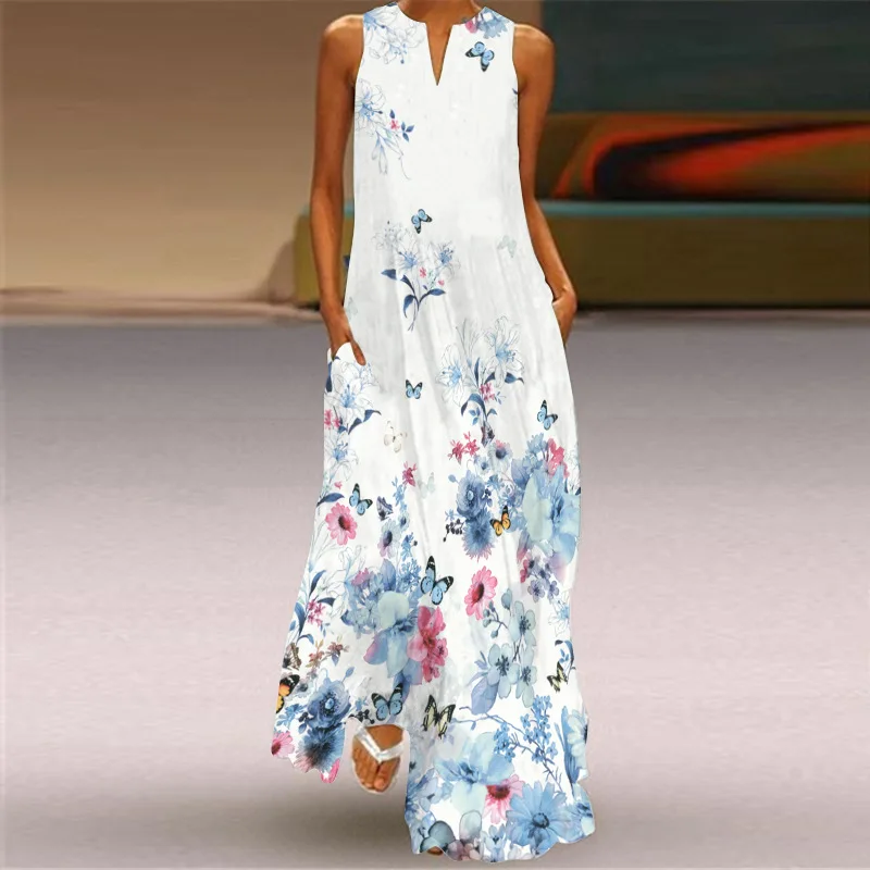 MOVOKAKA Kavos Laiškas Spausdinti Balta Suknelė 2021 Atsitiktinis Plius Dydis Ilgos Suknelės Vasarą Moteris Rankovių Merginų Paplūdimio Maxi Suknelė Moterims