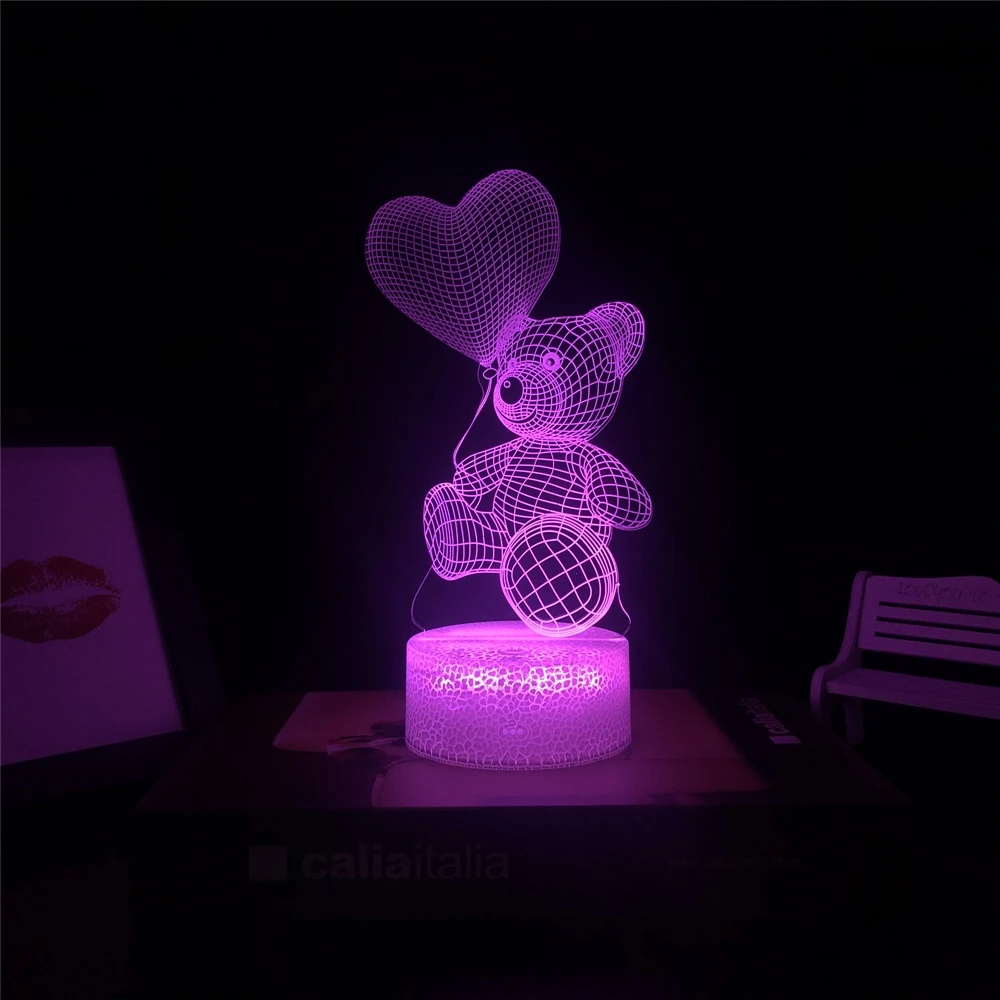 Muzikinė laisvų Rankų įranga Meilė padengia Valentino Dienos Dovana 3D Naktį šviesos spalvotu LED Vaikas Mažas, Stalo lempos Bedsid Originalumas Dekoratyvinis