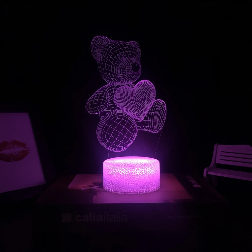 Muzikinė laisvų Rankų įranga Meilė padengia Valentino Dienos Dovana 3D Naktį šviesos spalvotu LED Vaikas Mažas, Stalo lempos Bedsid Originalumas Dekoratyvinis