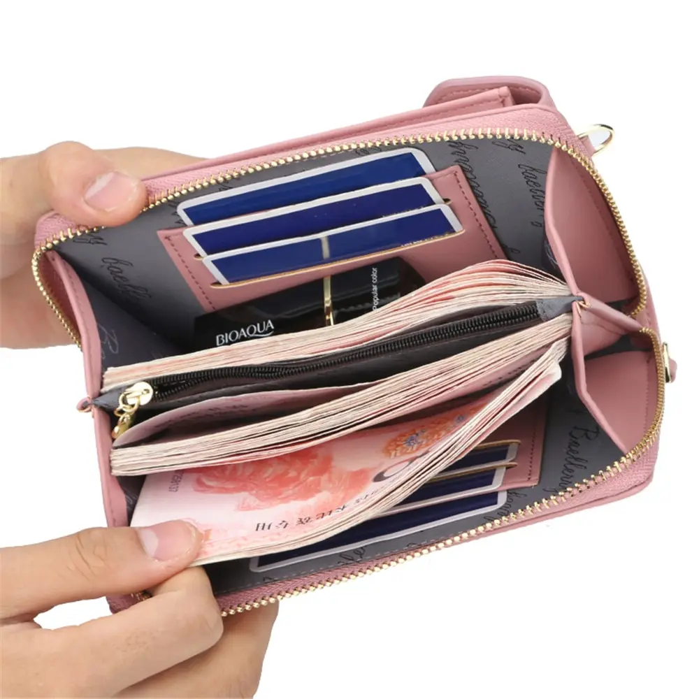 Natūralios odos peties ponios piniginė vientisos spalvos diržas maišelį mobiliojo telefono maišelis didelis kortelės, krepšys, piniginė rankinukas mergina juosmens krepšys, piniginė