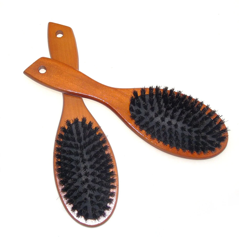 Natūralus Šerno Šerių Hairbrush Masažas Šukos Anti-static Plaukų Galvos odą Paddle Brush Buko medžio Rankena Plaukų Šepetys Šukos Stilius Įrankis