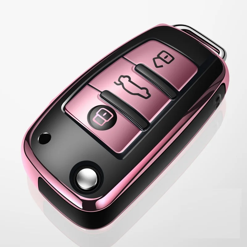 Nauja stiliaus Aukštos kokybės TPU+ABS Automobilio Raktas Padengti Atveju Audi A8 A6 A3, Q3 Q7 R8 Lankstymo Nuotolinio valdymo Raktas