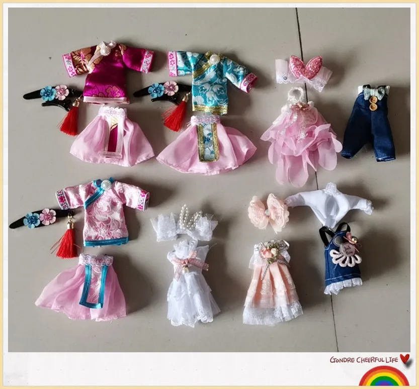 Naujas 16cm BJD Doll Universalus Drabužius 1/12 Mini Suknelė Princesė Kinų Stiliaus Drabužių Priedai Mergina Mados Suknelė Iki 
