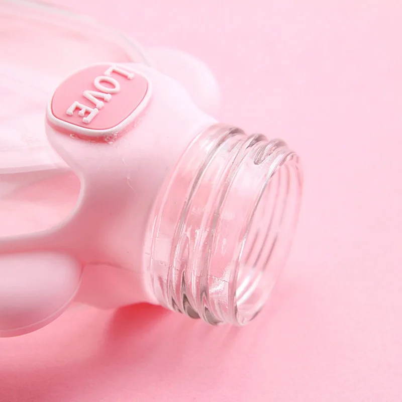 Naujas Mielas Stiklo Butelis Kūrybos Animacinių Filmų Pink Cherry Blossom Stiklinės Vandens, Puodelis Su Silikono Danga Už Moterų Mergina Gėrimų Butelių