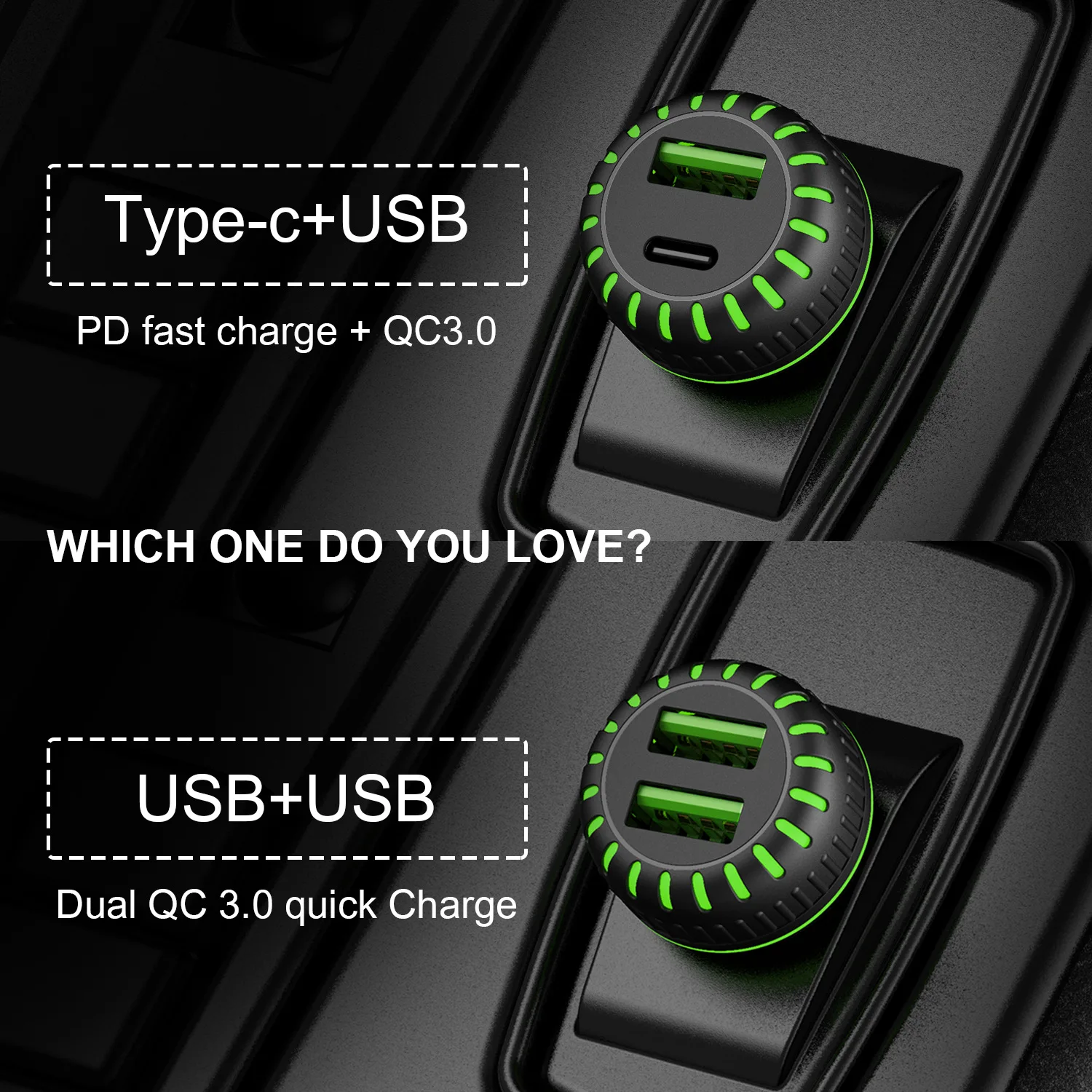 Naujas QC 3.0 Greito Įkrovimo Automobilinis Įkroviklis 1 USB Išėjimas C Tipo Įvesties Telefono Įkroviklio Huawei 