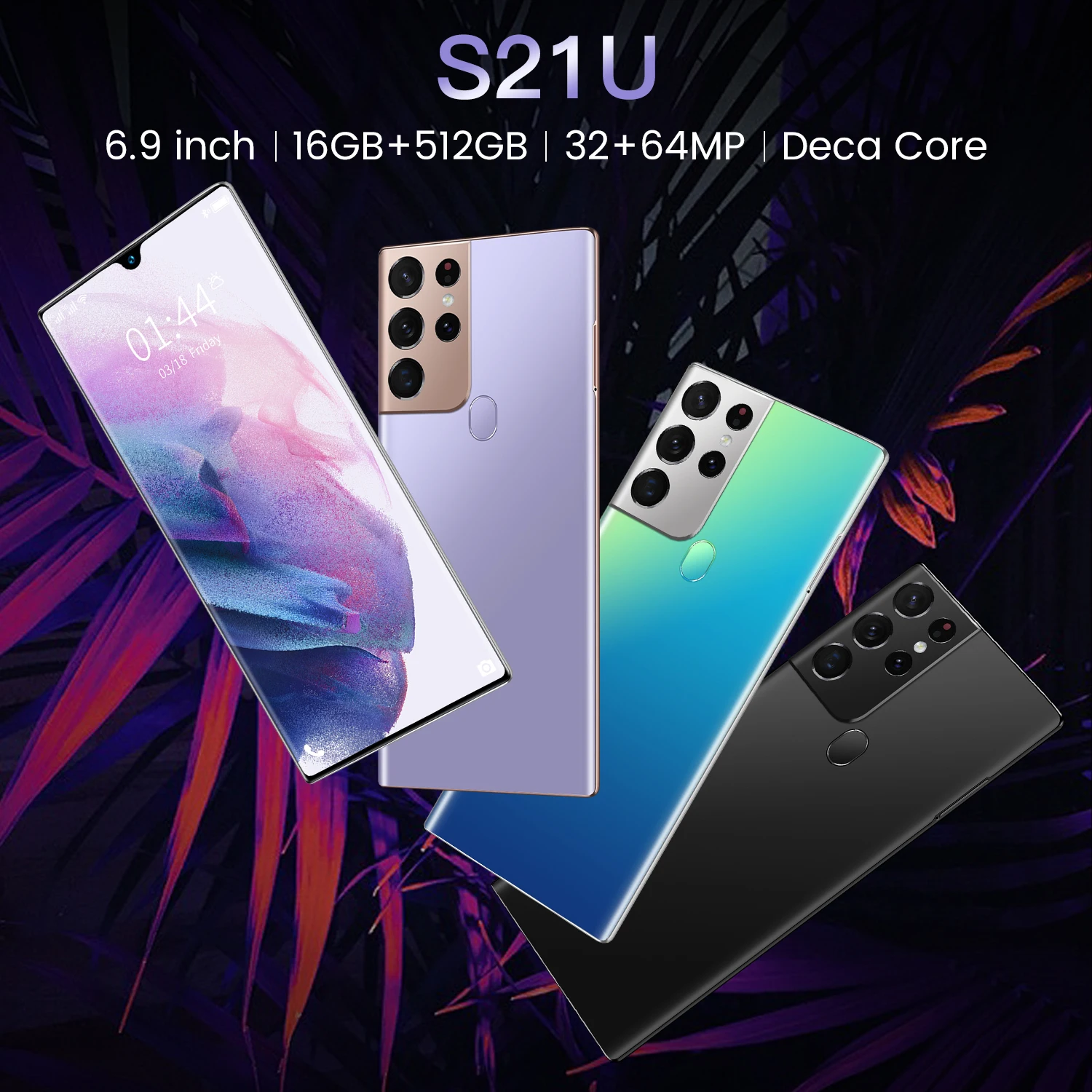 Naujausia Pasaulio Versija S21U 6.9 Colių Smartfon, Daca Core 16+512 GB 32+64MP Su Full Screen Dual SIM Dvejopo Laukimo mobilusis Telefonas