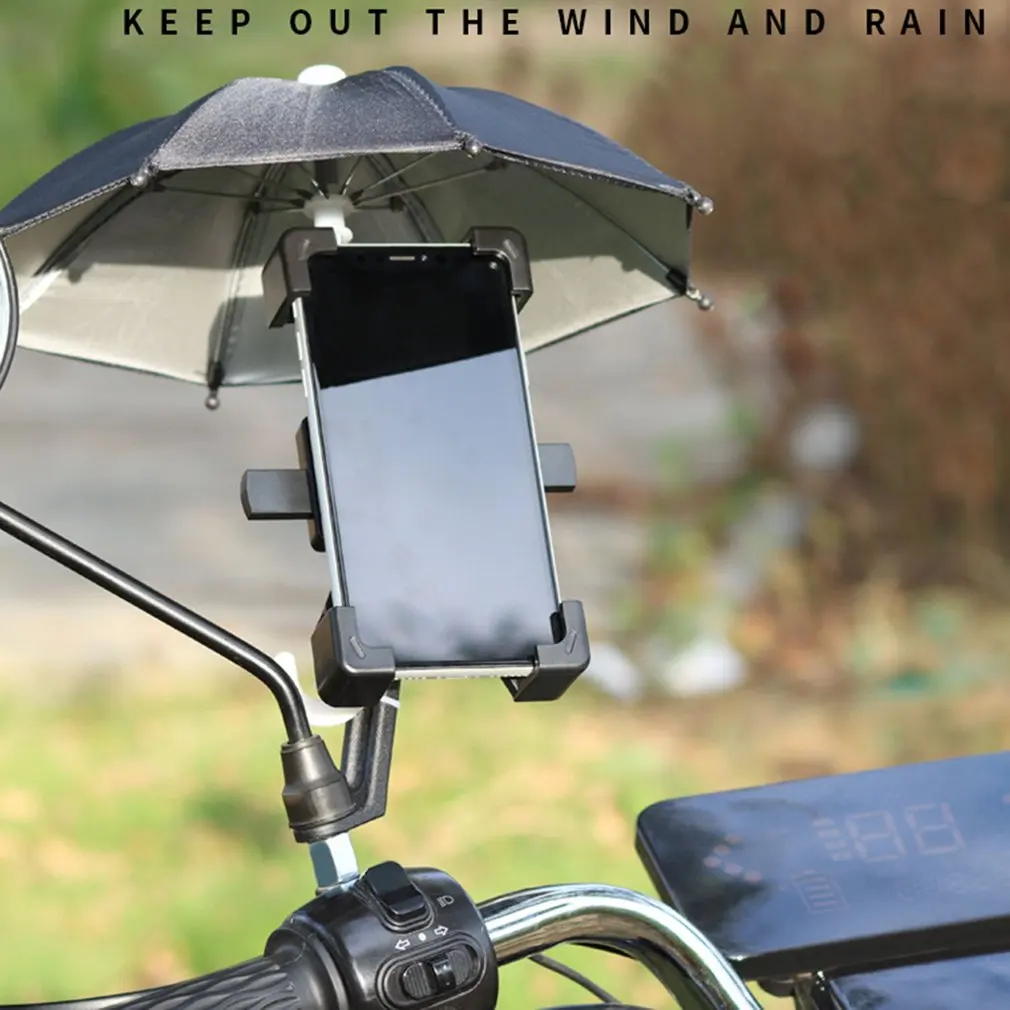 Naujų Motociklų Telefono Laikiklis Mini Skėtį Nuo Saulės, Skėtis Motociklo Apdailos Reikmenys, Poliesteris Mobiliojo Automatinis Skėtis