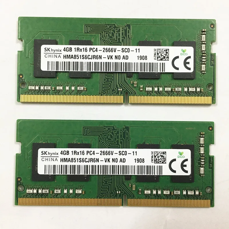 Nešiojamas Memoria SK hynix DDR4 RAM 4GB 1Rx16 PC4-2666V-SCO-11 DDR4 4GB 2666MHz Nešiojamas Atminties 1 VNT. už sąsiuvinis