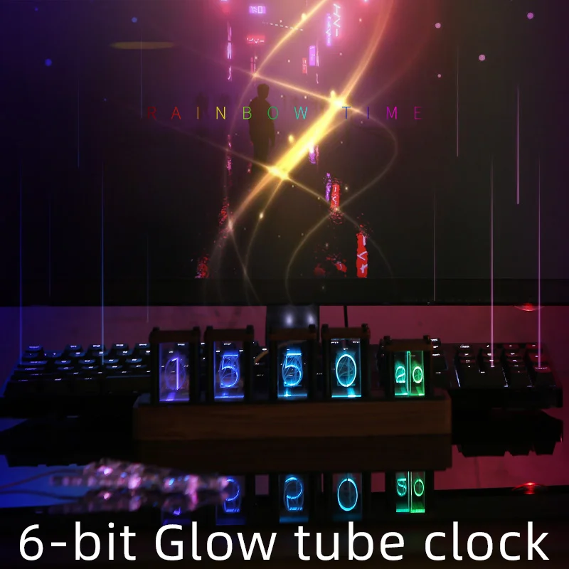 Nixie Laikrodis Švyti Tube 6-Bitų Skaitmeninis LED Elektroninis Kalendorius Technologijų Stalo Apdailos Nuostabų Žaislą Darbalaukio Namų Dekoro