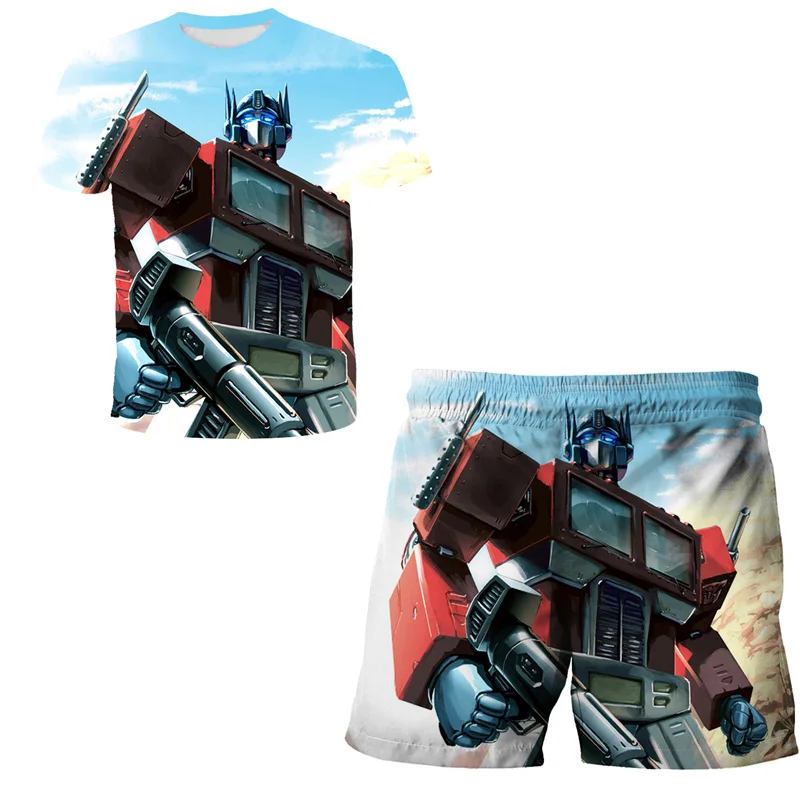 Optimus Prime Tinka Kūdikių Berniukų Marškinėliai Vaikų Drabužių Rinkiniai T-shirt & Šortai 2 Vienetų Rinkinių Transformatoriai Mergaičių, Berniukų Drabužiai