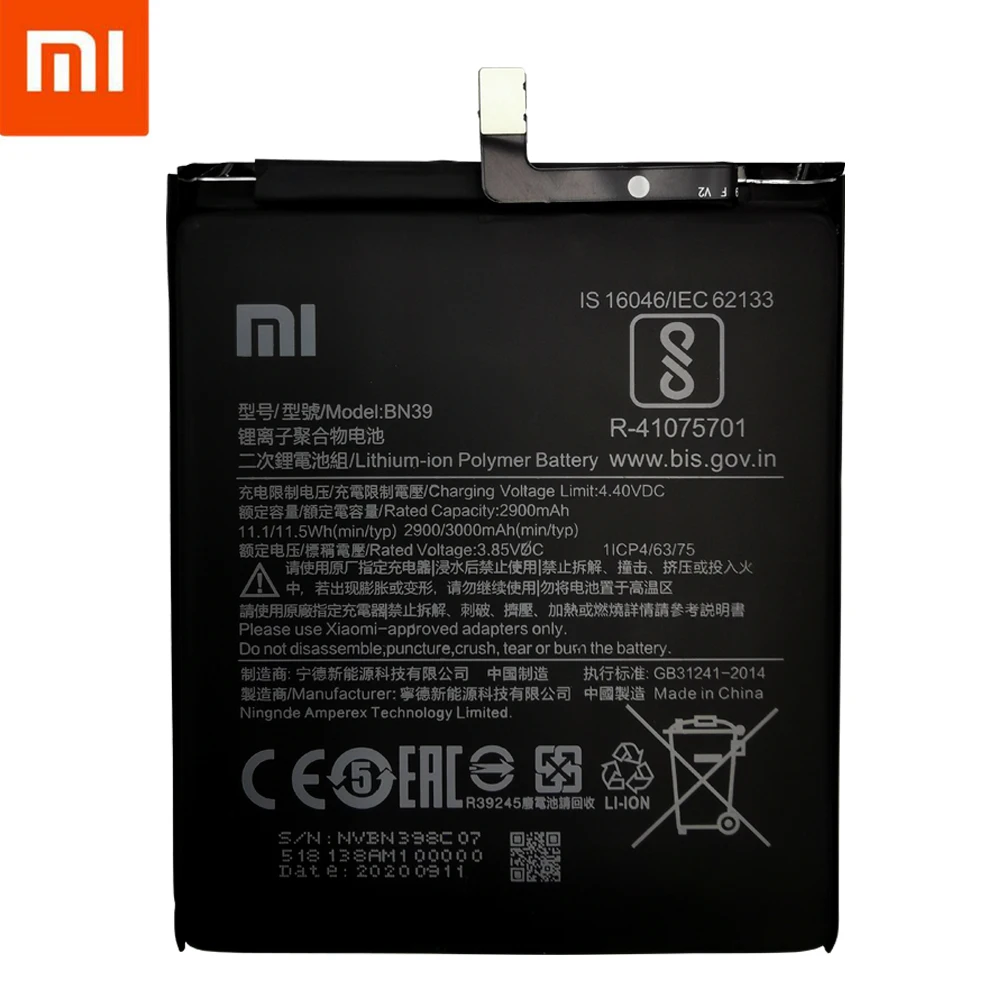 Originalus Xiao Mi Originalią Bateriją BN39 Už Xiaomi Mi Žaisti Autentiška Baterija 3000mAh Mobiliojo Telefono Baterijas