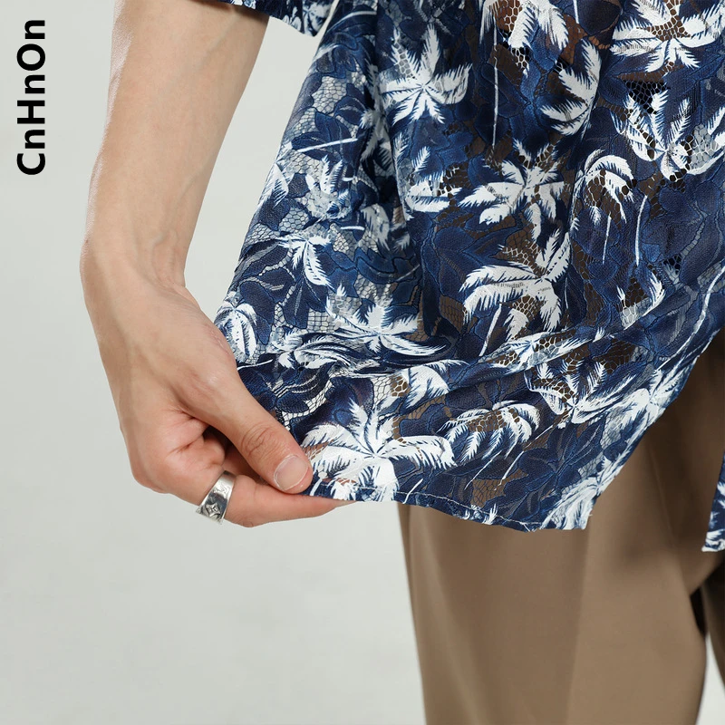 Pavasarį ir vasarą naujas produktas korėjos stiliaus tendencijos prarasti kokoso medžio spausdinti trumparankoviai marškinėliai vyrams M6-N-8099
