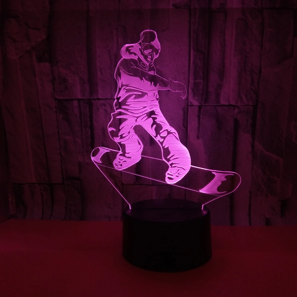 Paveikslas Sniego Čiuožimo 3D Stalas Naktį Šviesos Coloful Gradientas LED Stalo Lempa Palieskite Mygtuką Lentelė Lampara Vaiko Gimtadienio Dovana
