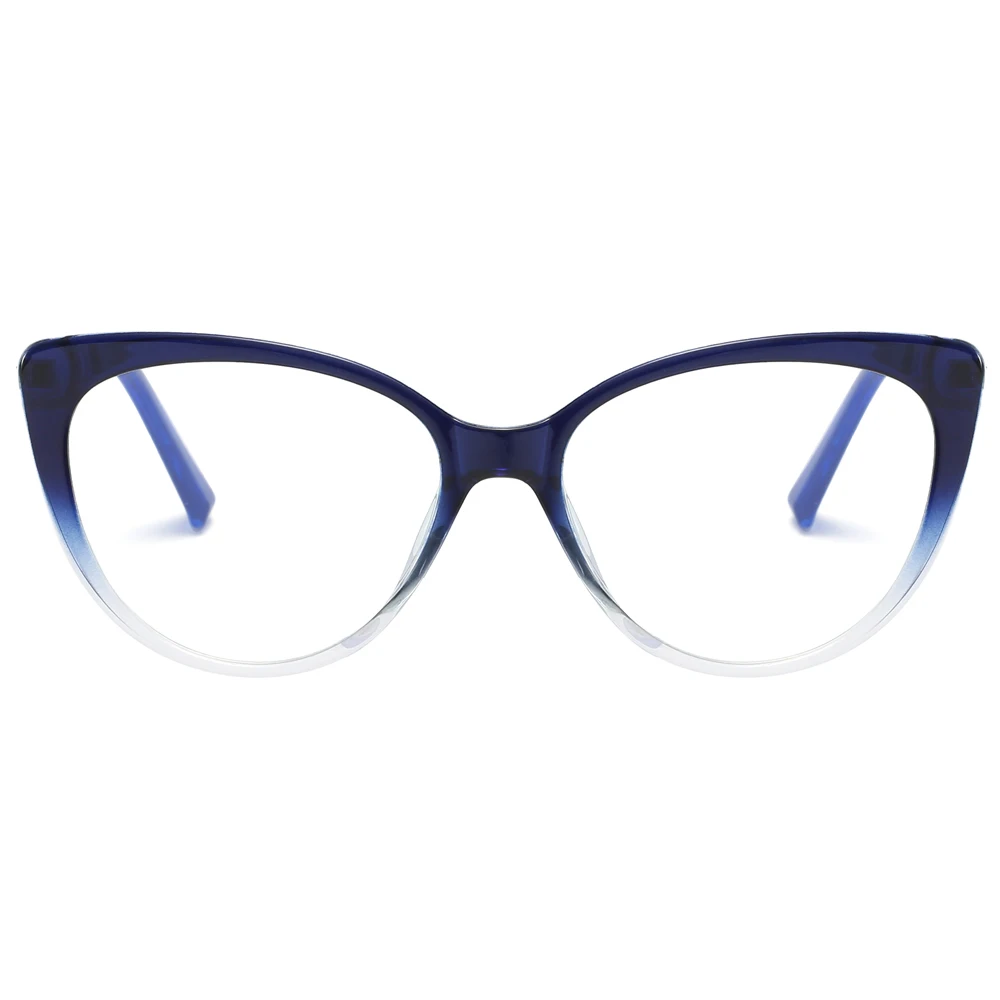 Peekaboo prabanga mėlynos šviesos blokavimas taurės moterų cat eye aišku, objektyvo optinių akinių rėmeliai moterų pusė metalo, cirkonio