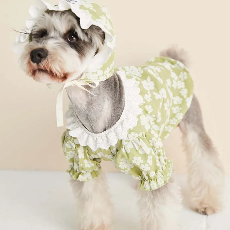 Pet drabužių pavasario ir vasaros gėlių nėrinių marškinėliai teddy veislės kalytę shiba inu katė bichon šuo kostiumas