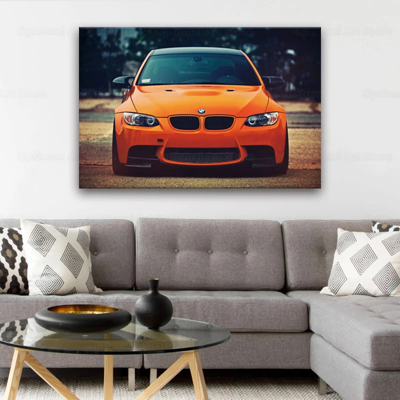 Plakatų ir grafikos Lenktynių Automobiliu BMW M3 Oranžinės Akys Raumenų Karšto 20x30 24x36IN Meno Plakatas Drobės Tapybos Namų Dekoro