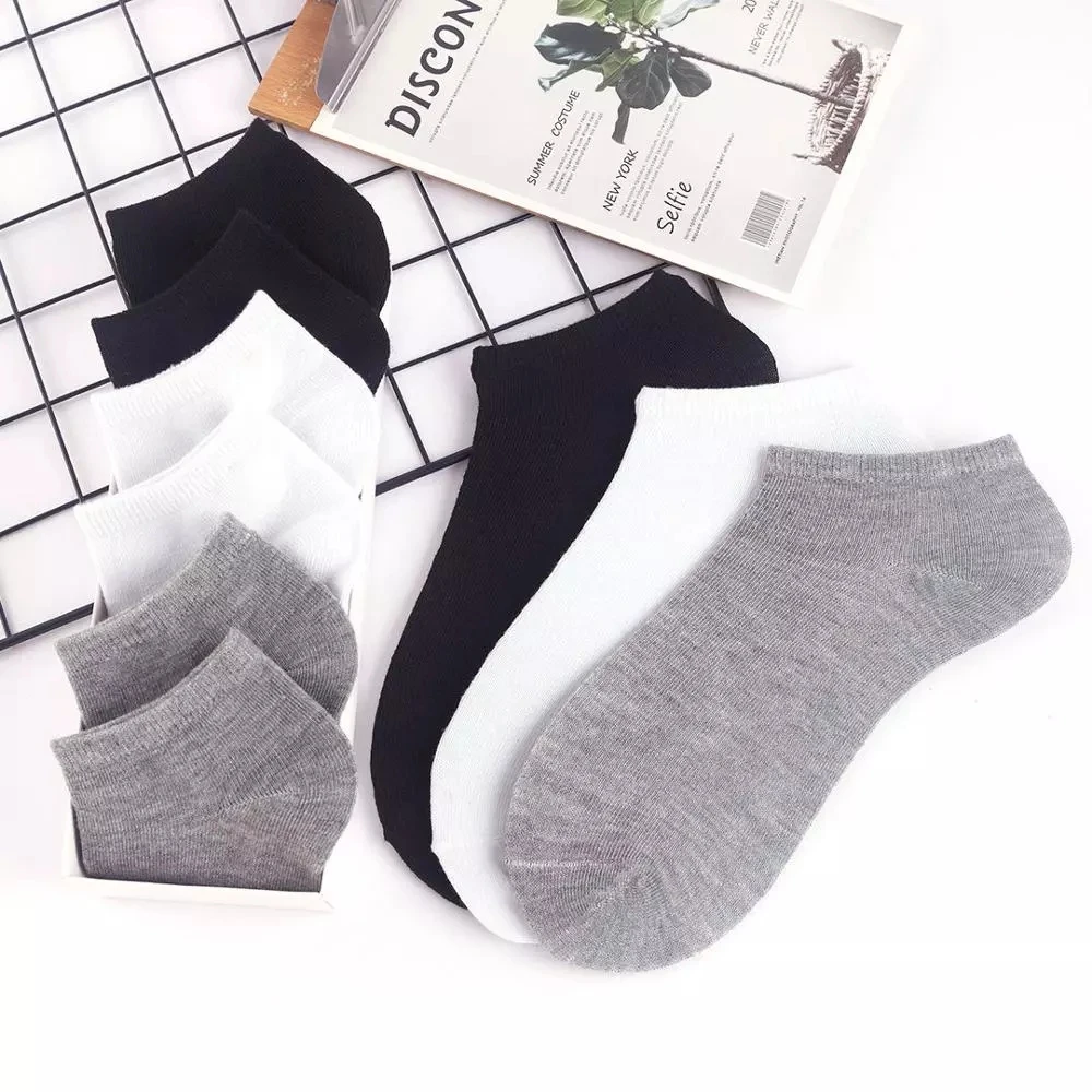 Ponios trumpas, lengvas, sporto kojinės, kvėpuojantis drobinio pynimo kojines, patogus medvilnės, juoda ir balta, 10 porų / 5 porų per