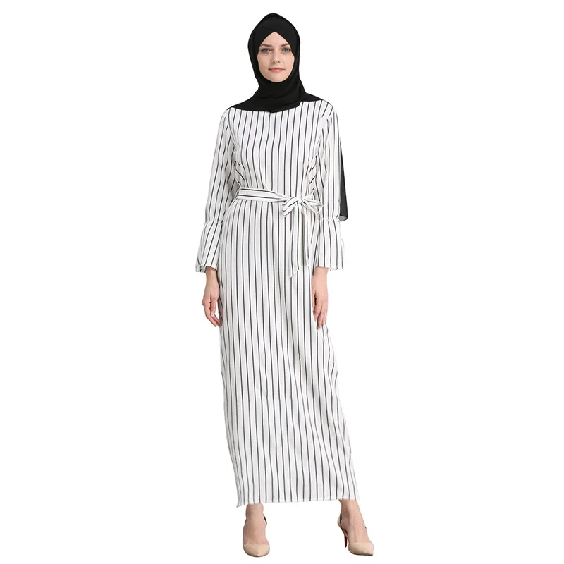 Pop Spinta Musulmonų Suknelė Abaja Moterų Suknelė Dryžuota Suknelė Caftan Islamo Drabužių Abaja Dubajus Turkų, Arabų Eid Mubarakas