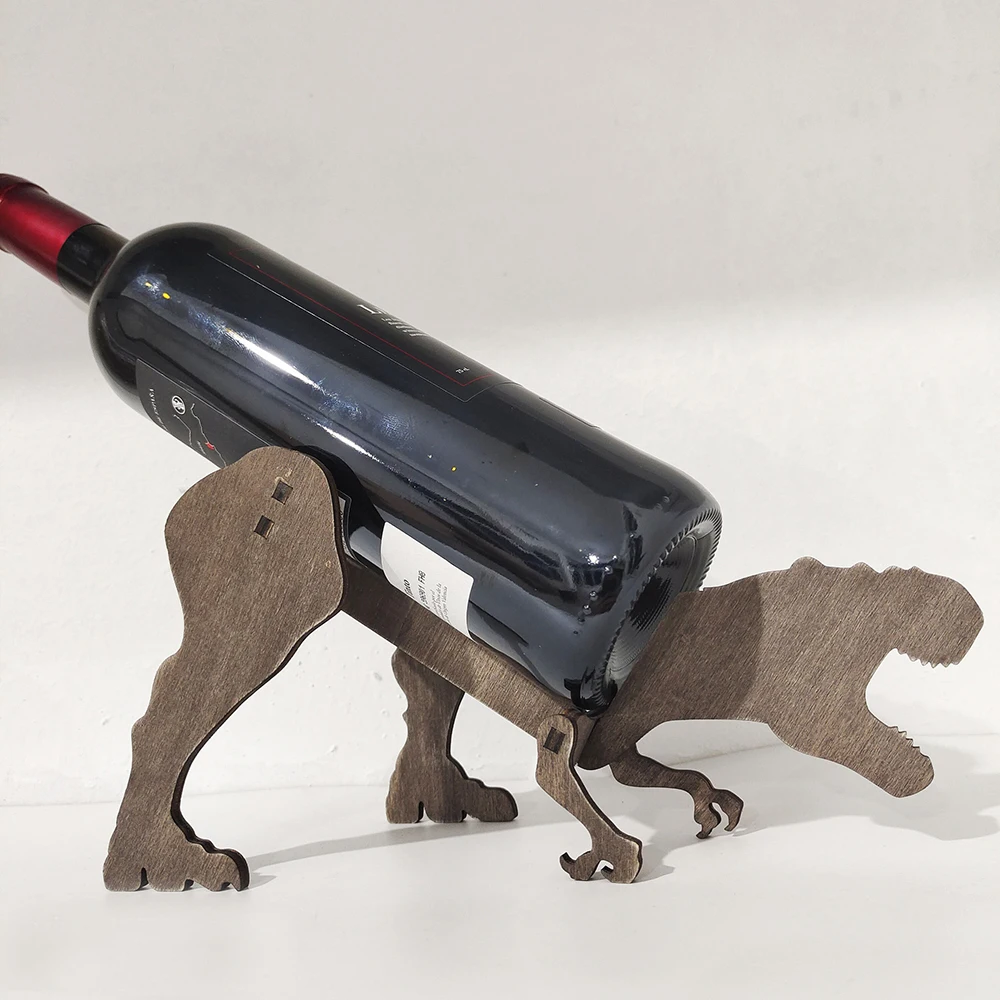 Porte bouteille vin Kūrybos Butelis Turėtojas Savarankiškai surenkami Mediniai Dinozaurų Modelis vyninės Stovėti Menas, Vyno Lentyna, 1 Standartinis Vyno