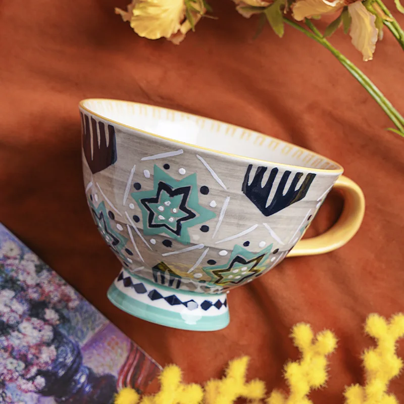 Prancūzijos vertus spalva sodo stilius keramikos sriuba taurės underglaze spalva pieno didelės kūrybinės asmenybės keramikinis puodelis pusryčiai taurė
