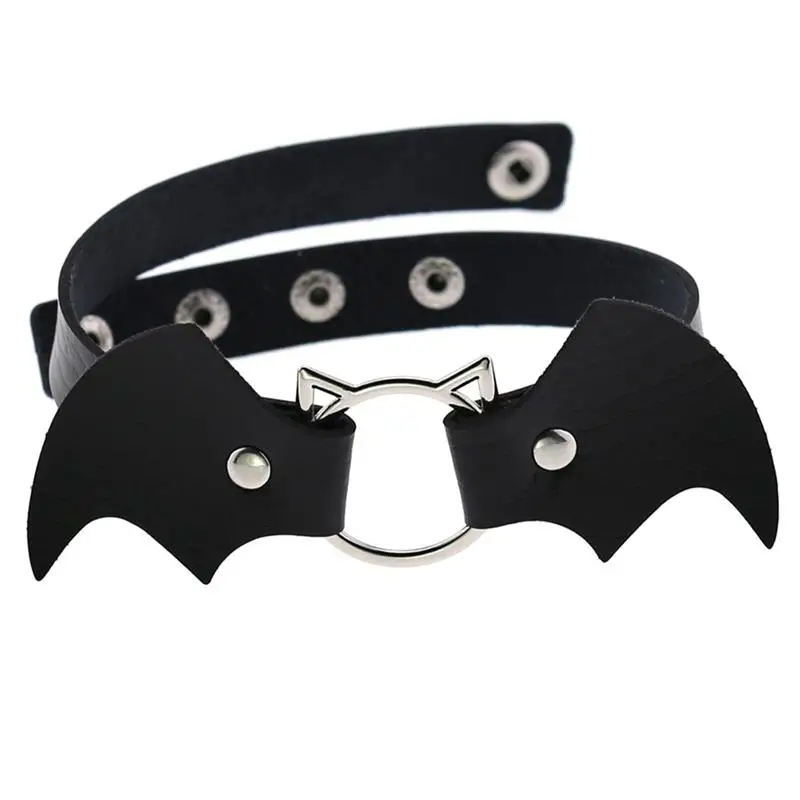 Punk kūrybinio šikšnosparnis vampyras odinis antkaklis Choker Karoliai Kūrybos Dirbtiniais Odos Choker Punk Choker Apykaklės Moterims