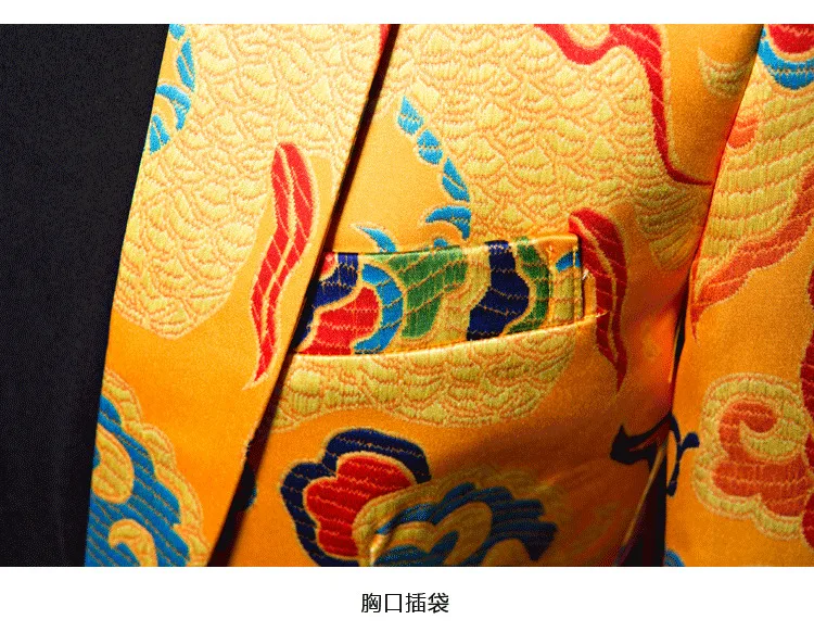 PYJTRL Prekės Banga Mens Stiliaus Kinijos Drakonas Modelio Skaitmeninio Spausdinimo Kostiumas Striukė Vestuves naktinis klubas Etape Švarkas