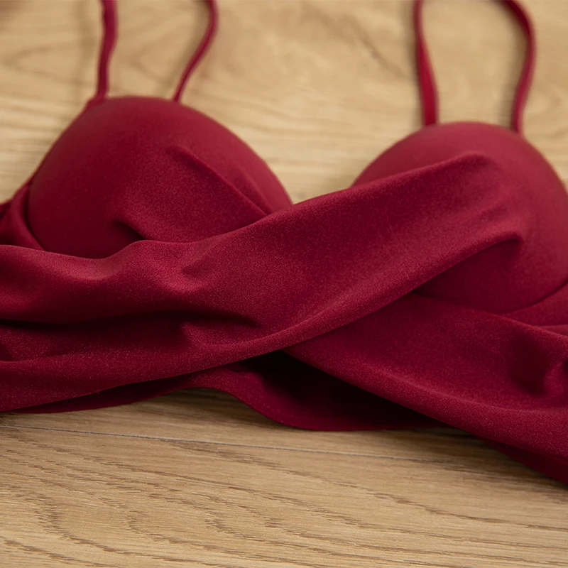 Raudona Twist Push Up Bikini Moterims 2021 Maudymosi Kostiumėlį, Seksualus Brazilijos Biquini Vientisos Spalvos Maudymosi Moterų Plaukimo Kostiumas Paplūdimio