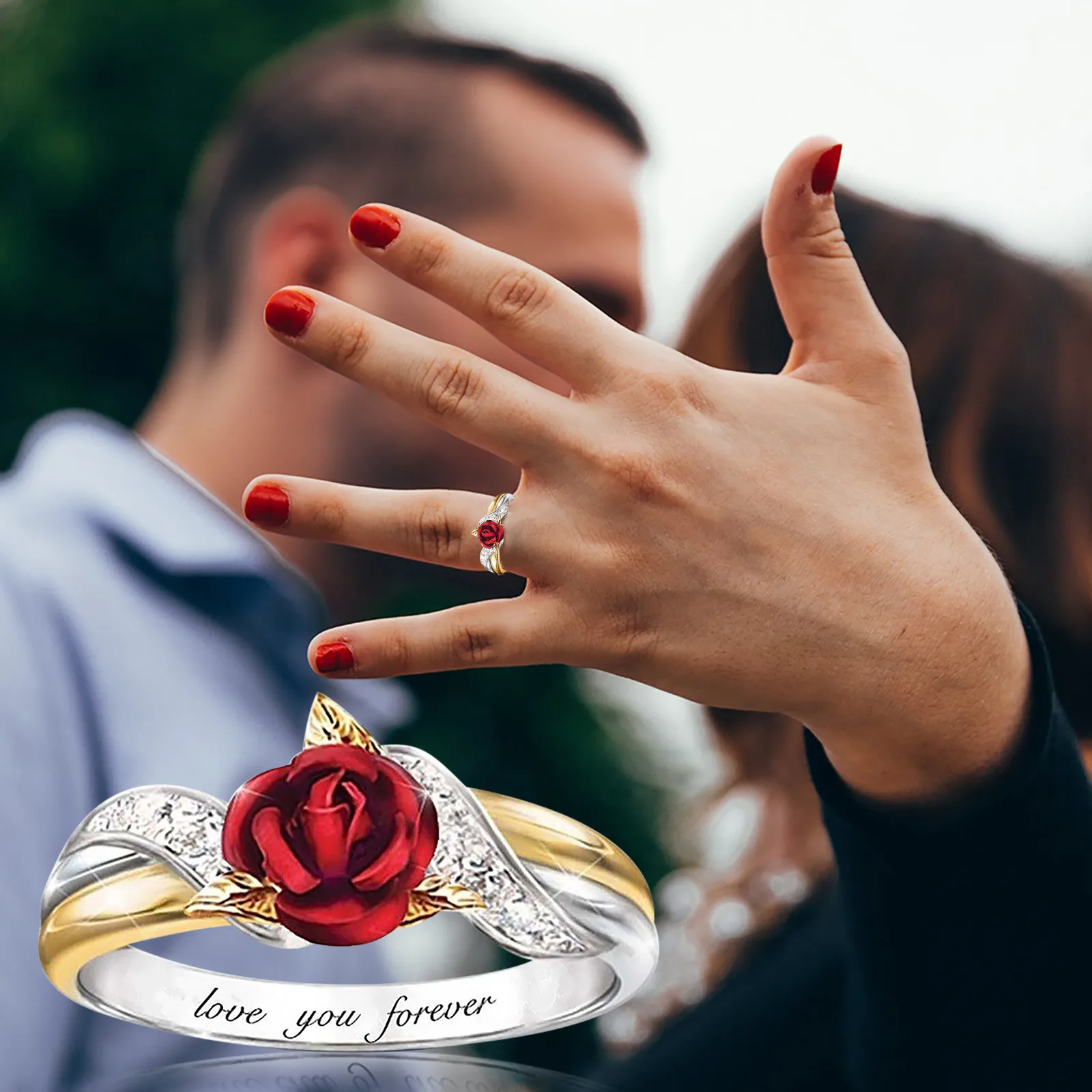 Rožių Žiedų Žiedas Moterims Vestuvių Dalyvavimo Šalies Papuošalai Dydis 5-10 Mados Žiedai, Papuošalai Prabangus Elegantiškas Suknelė