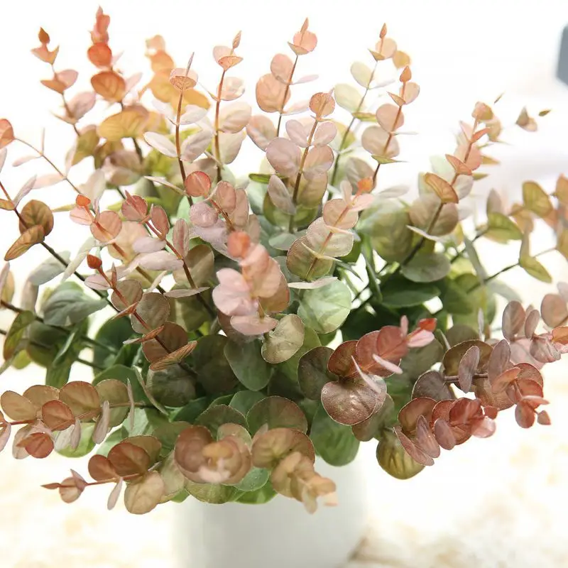Rudens Stilius Eukalipto Lapų Patalpų Modeliavimas Šilko Augalų Netikrą Gėlės Filialas Vazoninių Mažas Krūva Eukalipto Pinigų Lapų