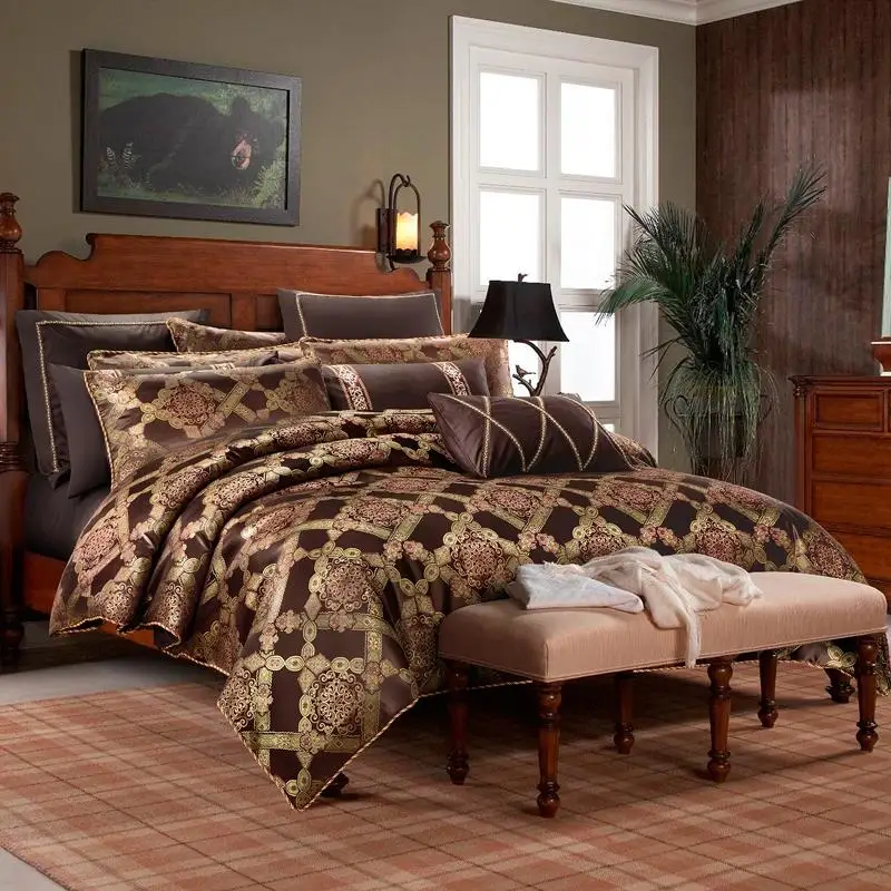 Rudi Kavos žakardo Prabangus Patalynės komplektas medvilnės dėmių lovos antklode padengti karalius ir karalienė dydžio lova lapas rinkinys juego de cama skalbimas de šviečia