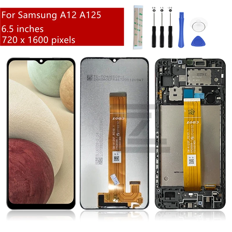 Samsung Galaxy A12 ekranas LCD jutiklinis ekranas skaitmeninis keitiklis Surinkimo Samsung A125 lcd pakeitimas, Remontas, Dalys 6.5