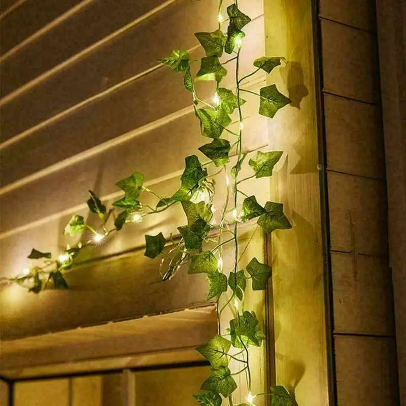 Saulės / Baterija LED Ivy Pasakų String Šviesos Girlianda Vainikas Vestuves Sodo Lauko Sienos, Tvoros Žibintų Apdaila