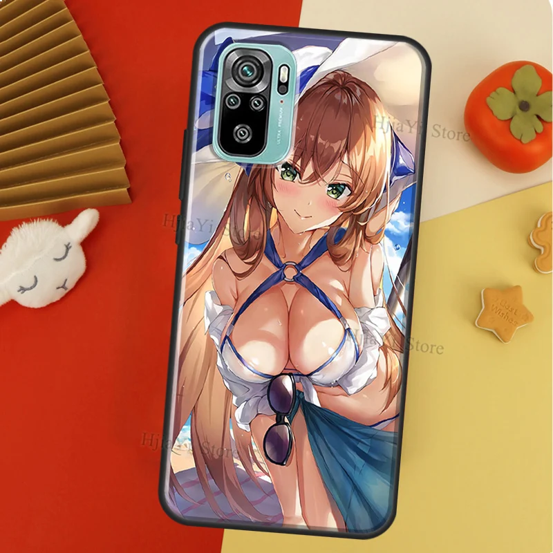 Sexy Anime Bikini Mergina Xiaomi Redmi 10 Pastaba 7 8 9 Pro Pastaba 9S 8T Atveju Redmi 9A 8A 7A 9 9C 9T K40 Dangtis