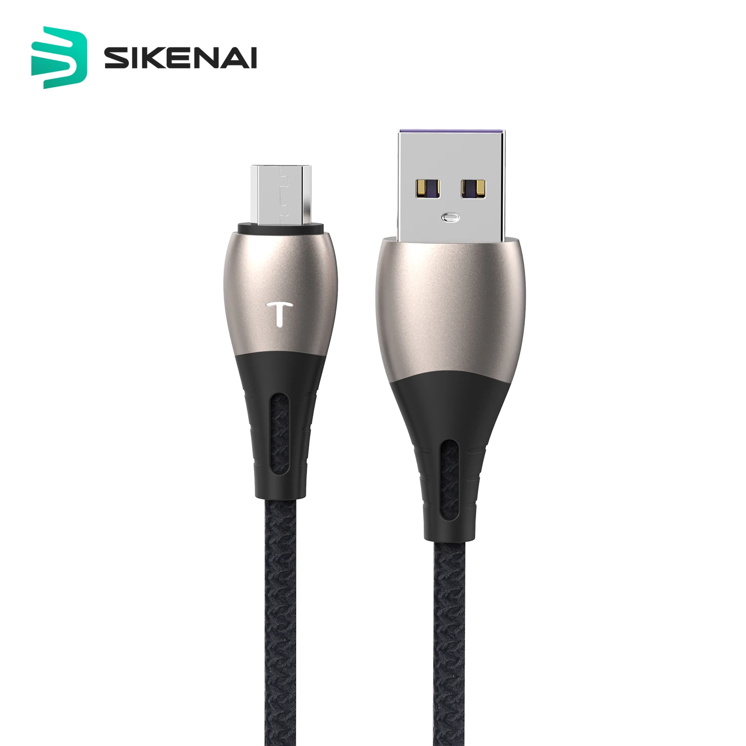 Sikenai 5A Smart Duomenų Kabelis USB Nailono Tinklelio Micro Greito Įkrovimo Kabelis Su LED Šviesa