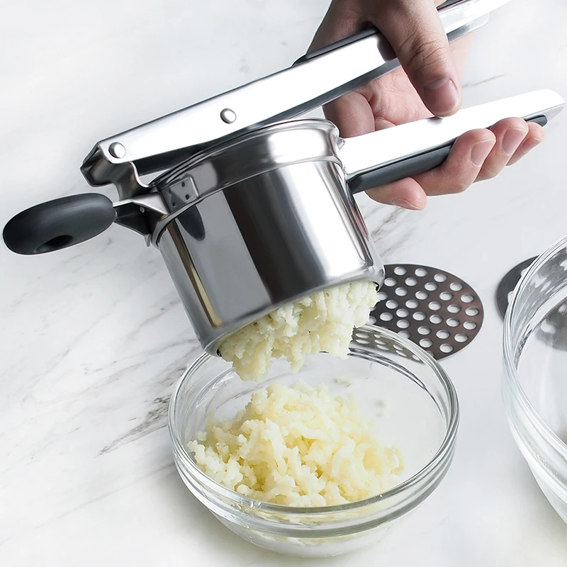Silikoninė rankena bulvių švīts, nerūdijančio plieno, sutrintų bulvių koše vaisių ir daržovių sulčiaspaudė squeezer virtuvės įrankis