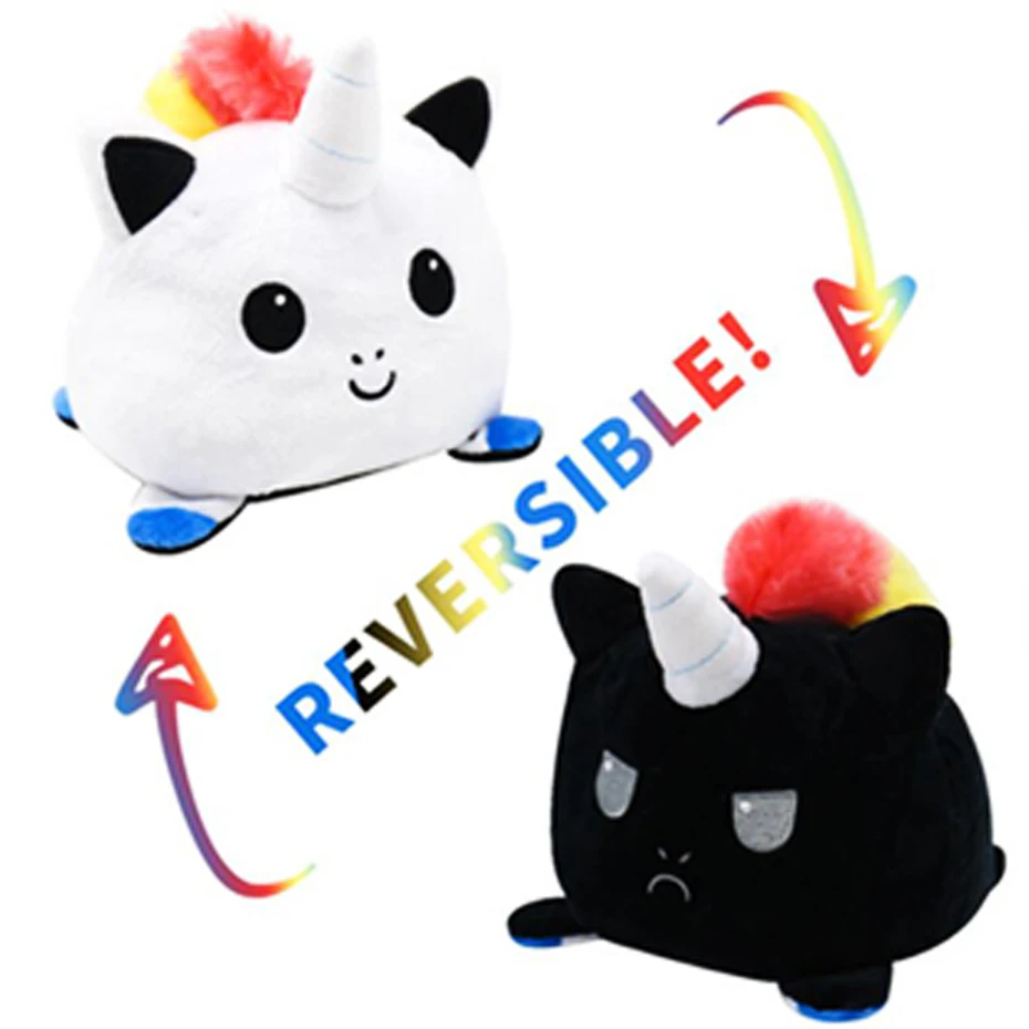 Stilius Grįžtamasis Katė Vaikai Plushie Pliušinis Animacinių Filmų Gyvūnų Panda Dvipusis Apversti Lėlės Mielas Žaislai Vaikas Mergina Gimtadienio Dovana
