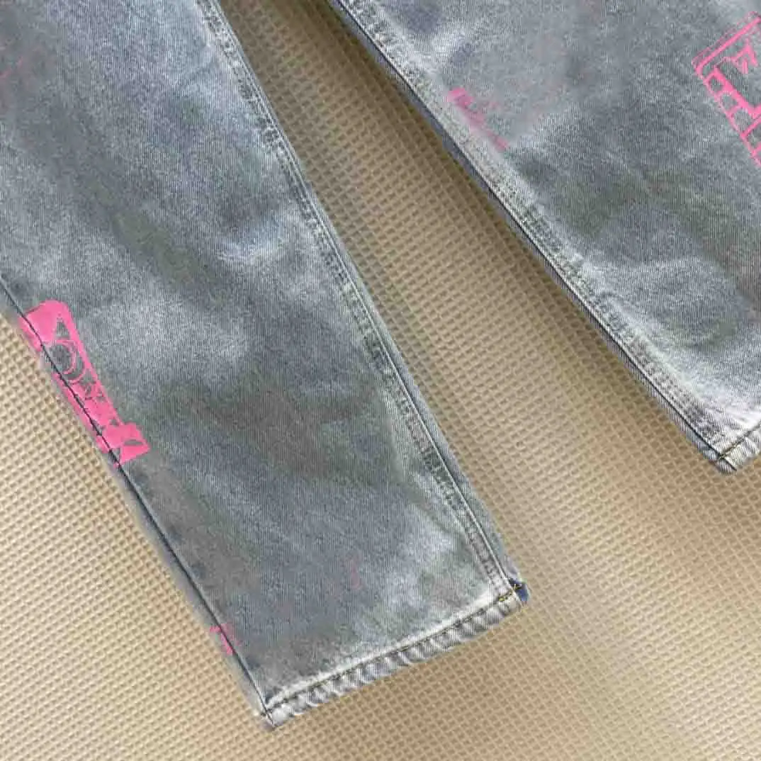 Streetwear Mados Džinsai Moterims Rudenį 2021 Prabangos Prekės Tiesiai Aukšto Juosmens Jean Kelnės Laiškai Spausdinami Nuplauti Džinsinio audinio Kelnės