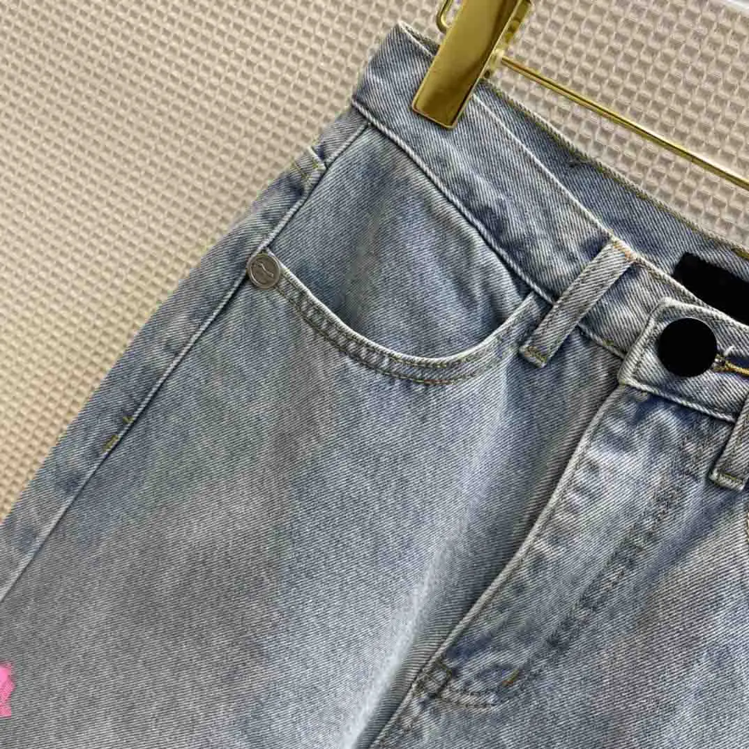 Streetwear Mados Džinsai Moterims Rudenį 2021 Prabangos Prekės Tiesiai Aukšto Juosmens Jean Kelnės Laiškai Spausdinami Nuplauti Džinsinio audinio Kelnės