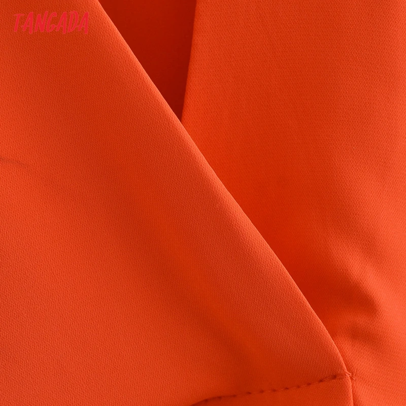 Tangada 2021 m. Vasarą Moterys Orange Negabaritinių Skraiste Suknelė V-Kaklo trumpomis Rankovėmis Ponios Midi Suknelė Vestidos 3W90