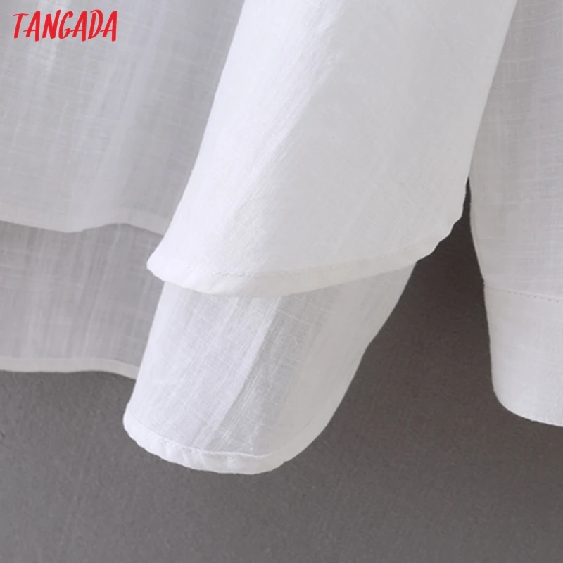 Tangada Moterų Derliaus Negabaritinių Baltos spalvos Ilgi Marškinėliai ilgomis Rankovėmis 2021 Elegantiškos Moters Laisvalaikio Laisvi Marškinėliai 2M75