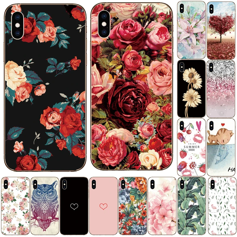 Telefono dėklas Skirtas iPhone 11 Case for Iphone XR 11 Pro XS Max 7 X 8 6 6S Plius 5S SE 2020 gėlių Mielas Silikono Coque Funda Rubisafe