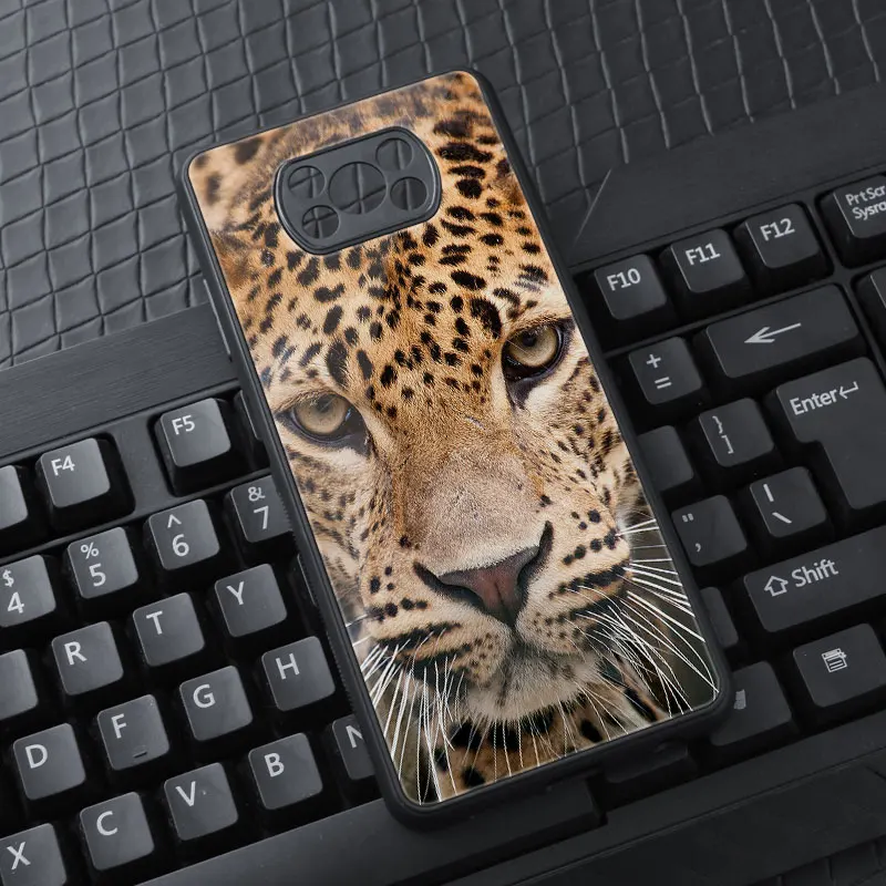 Tigras, leopardas, Liūtas Fotoaparato Apsauga, Telefono Dėklai Xiaomi POCO M3 X3 NFC F2 Pro X2 Miško Gyvūnai Atgal Apima Vyrų Sunku Juoda