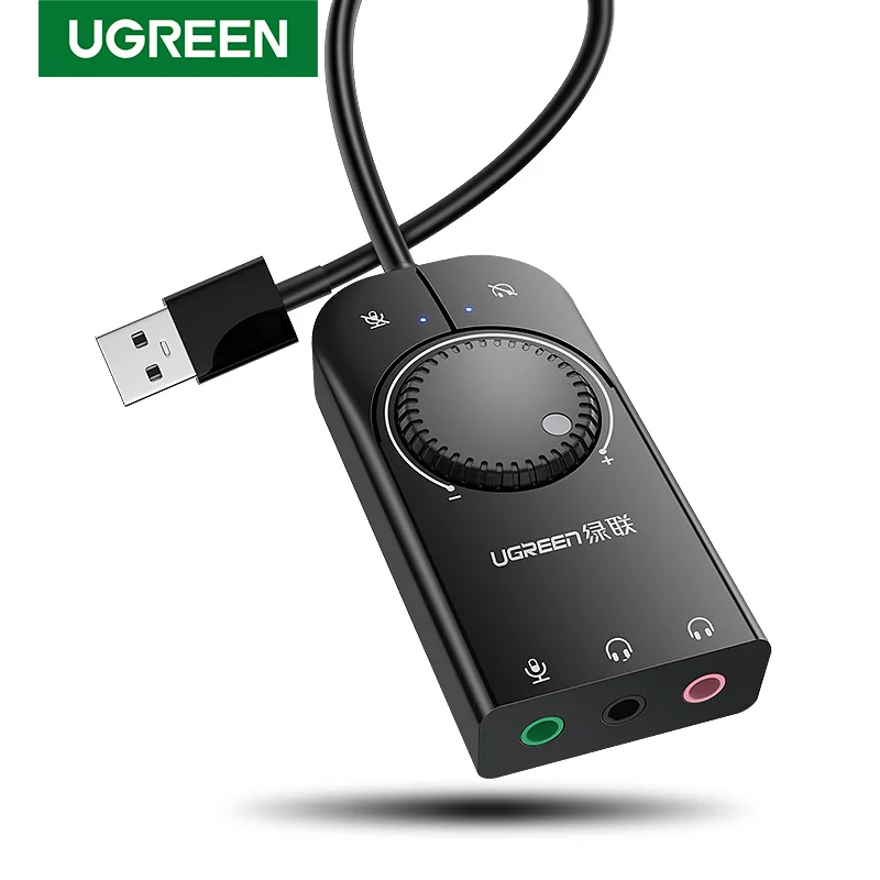 Ugreen USB Garso plokštė Išorinė Garso Sąsaja, 3,5 mm Mikrofono Lizdas Adapteris Nešiojamas 